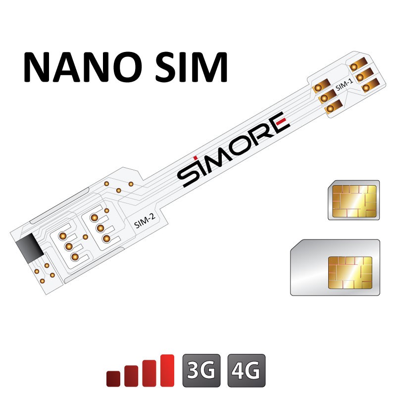 QS-Twin Nano SIM Adaptateur double carte SIM pour smartphones Nano SIM