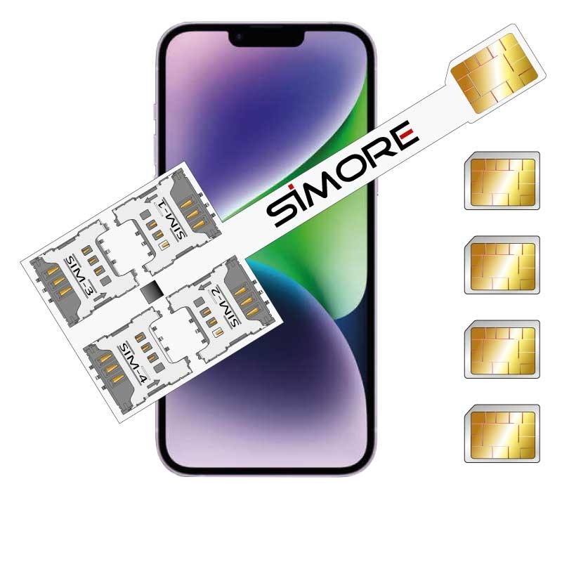 iPhone 14 Plus Adaptateur Multi Quadruple SIM SIMore