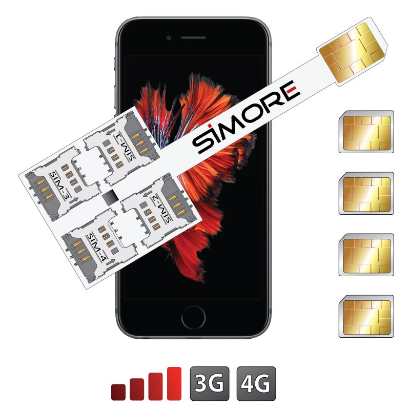 iPhone 6S Plus Quadruple Adaptateur Multi-SIM Speed X-Four 6 Plus pour iPhone 6S Plus