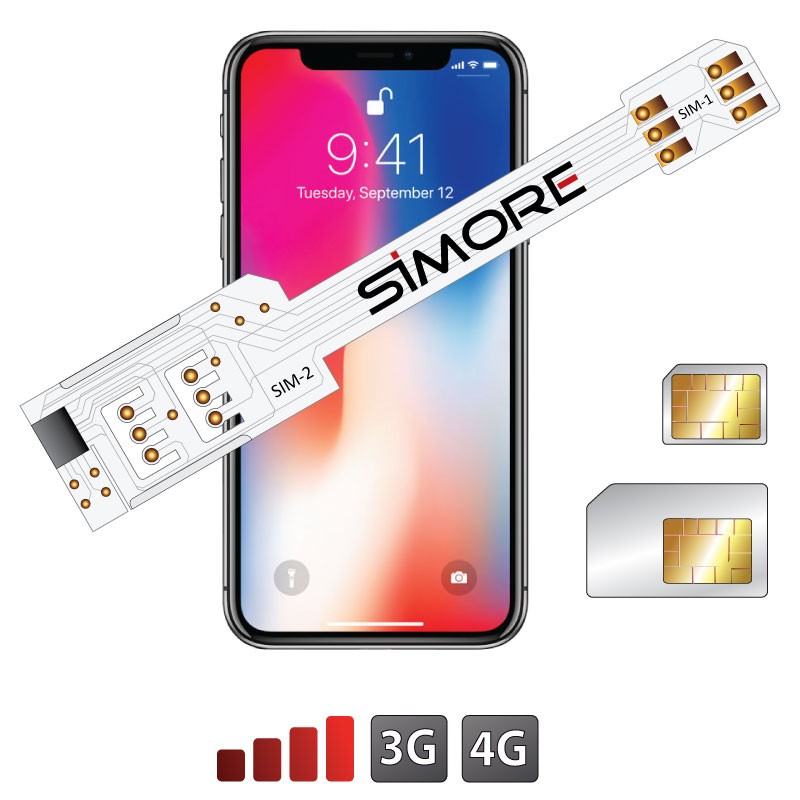 iPhone X double SIM adaptateur 3G - 4G 