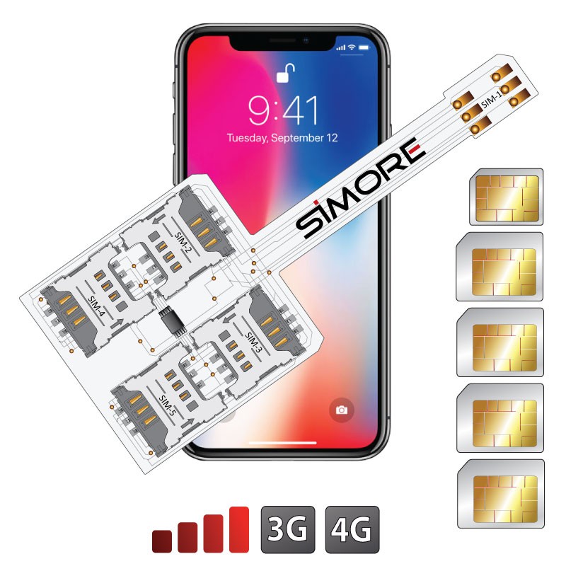 iPhone X Multi Dual SIM adaptateur 3G 4G WX-Five X pour iPhone X