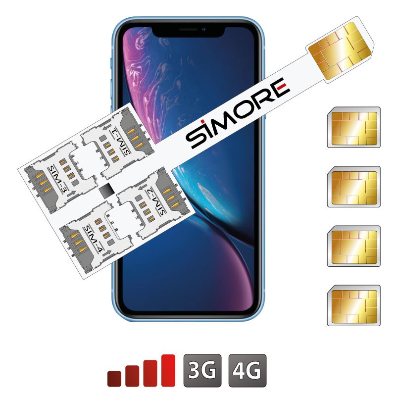 iPhone XR quadruple Multi double SIM adaptateur Speed X-Four XR pour iPhone XR