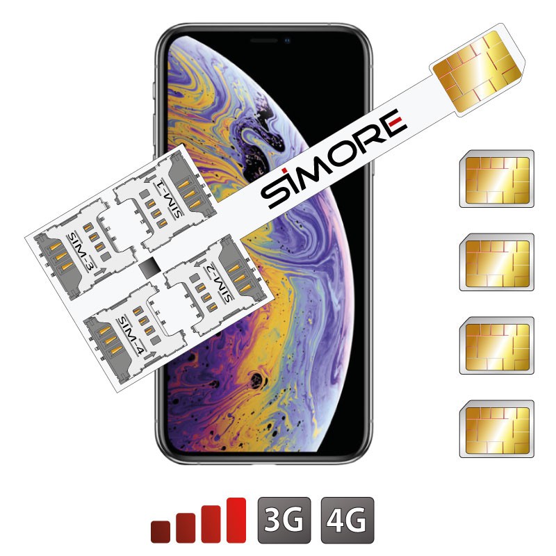 iPhone XS Multi quadruple double SIM adaptateur Speed X-Four XS pour iPhone XS