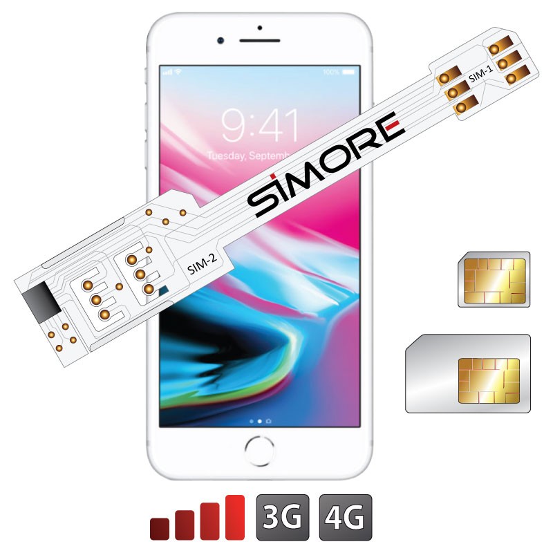 iPhone 8 Plus double SIM adaptateur 3G 4G pour iPhone 8 Plus