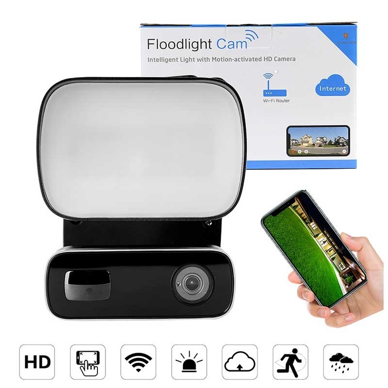 Caméra HD de sécurité extérieur étanche avec éclairage LED à détecteur de mouvement