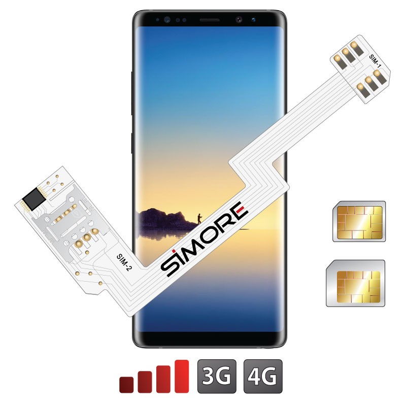 ZX-Twin Note8 Adaptateur double carte SIM 4G pour Samsung Galaxy Note8