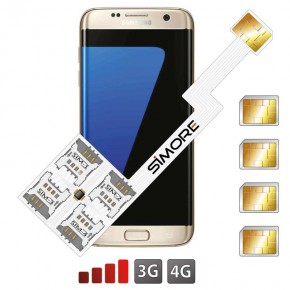 ZX-Four Galaxy S7 Edge Quadruple Dual SIM card case adapter Android for Samsung Galaxy S7 Edge - 4G 3G | SIMORE.com