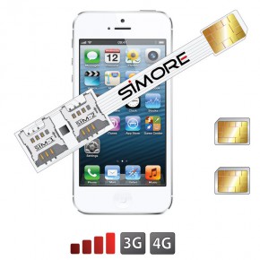 5 and iPhone 5S Dual Adapter Speed X-Twin 5-5S - DualSIM card with protective case - 4G LTE 3G compatible | SIMORE.com