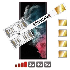Quadruple Dual SIM adapter for Samsung Galaxy S22 Ultra 5G Android Speed  X-Four - 5G 4G LTE 3G compatible | SIMORE.com