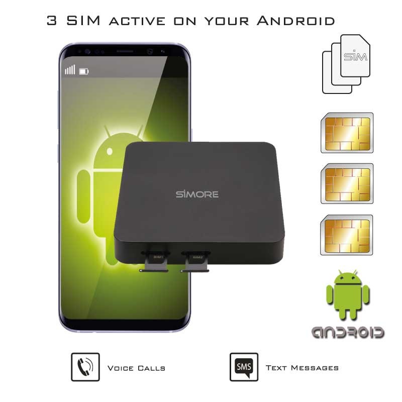 Android Dual SIM Active Adapter Router Converter with 2 or 3 numbers at the same time