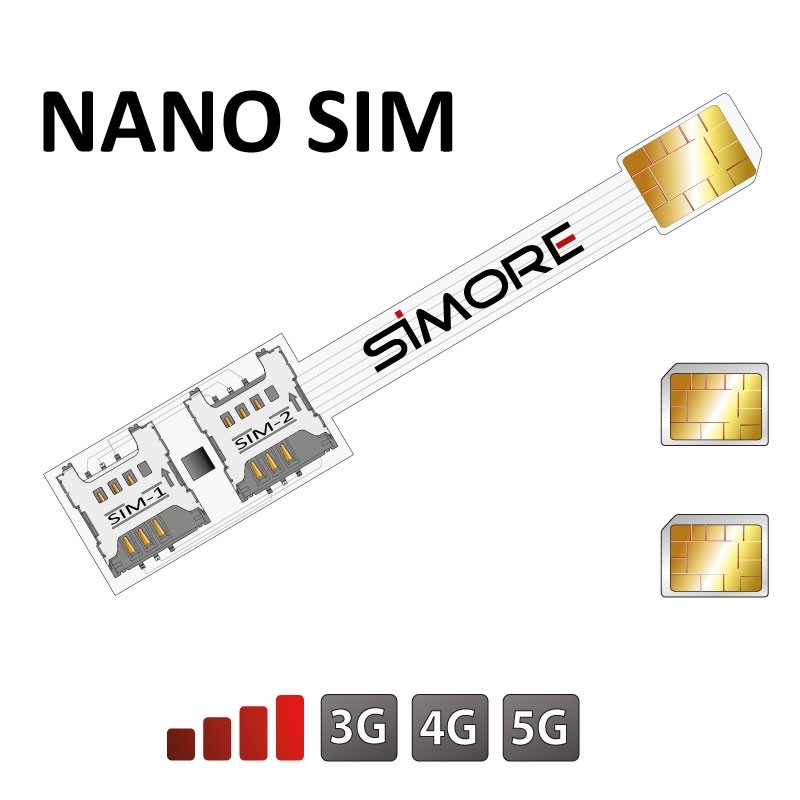 Dual SIM adapter for Nano SIM card cellphones