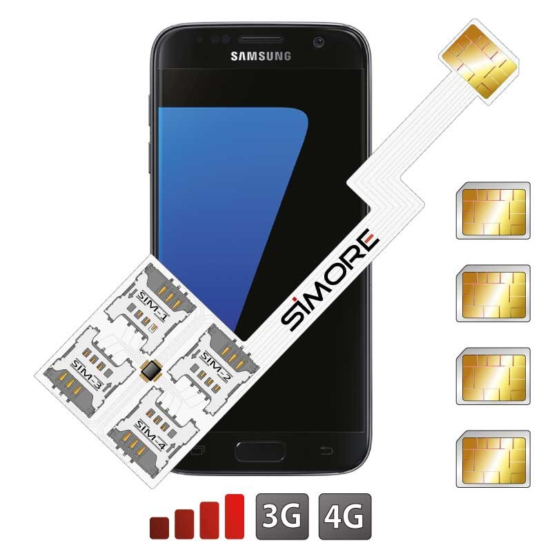 Galaxy S7 Quadruple Dual SIM card adapter Android for Samsung Galaxy S7