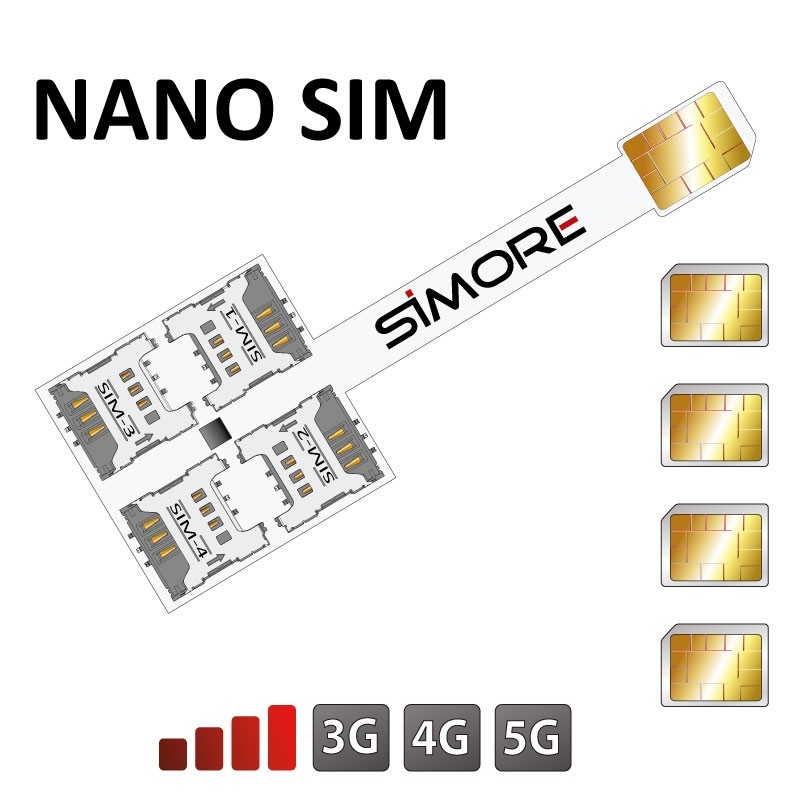 Quadruple SIM card adapter for Nano SIM card cellphones Speed X-Four Nano SIM 