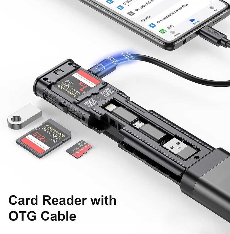 TF Micro SD memory card reader USB-C charging data cable