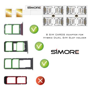 Octuple Dual SIM Adapter for DualSIM Android smartphones