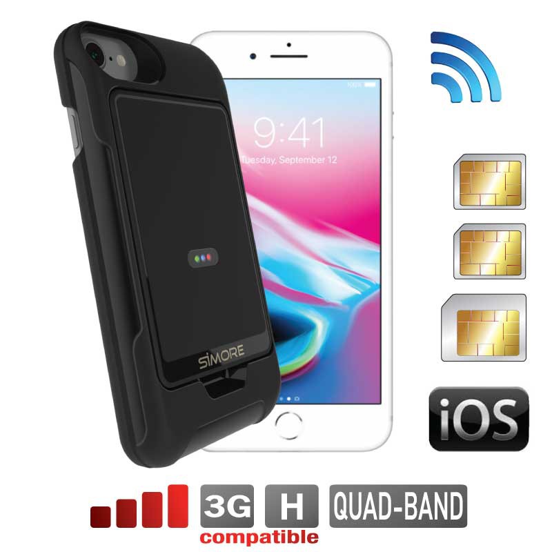 iPhone 8 7 6 6S Dual SIM adapter Bluetooth Schutzhülle und MiFi Wi-Fi Router E-Clips Gold