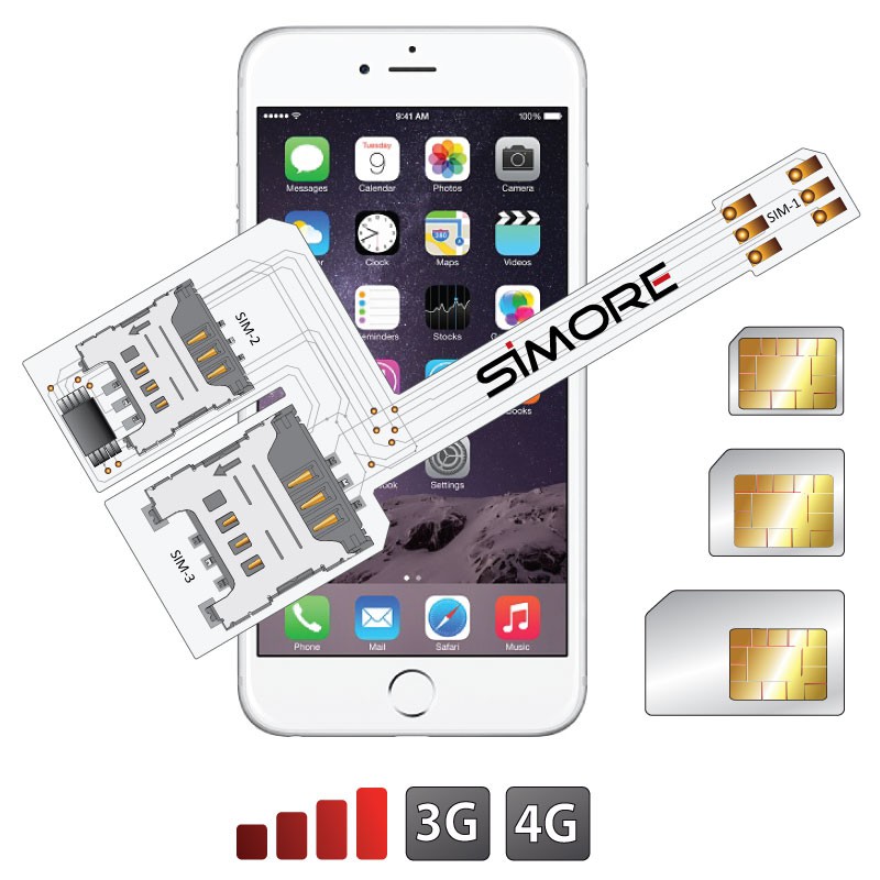 WX-Triple 6 Schutzhülle Dreichfach dual SIM karte adapter für iPhone 6