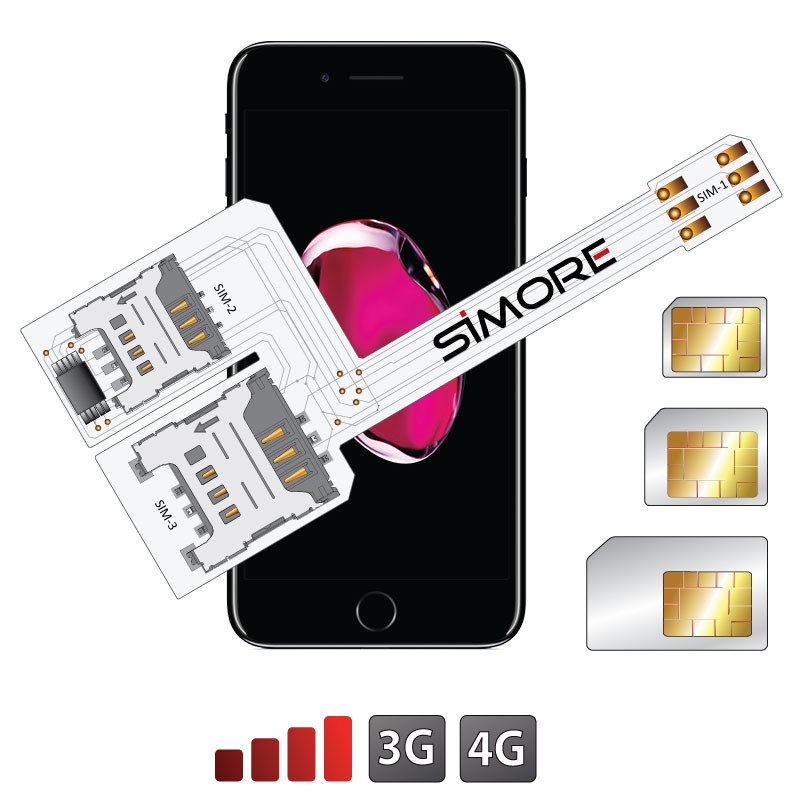 WX-Triple 7 Plus Schutzhülle Dreichfach dual SIM karte adapter für iPhone 7 Plus