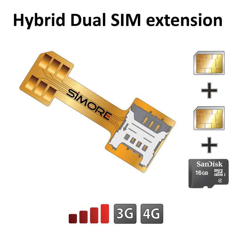 Nano-SIM-Karte Verlängerung adapter für Hybrid-Dual-SIM-Slot Handy SIMore X-Extender