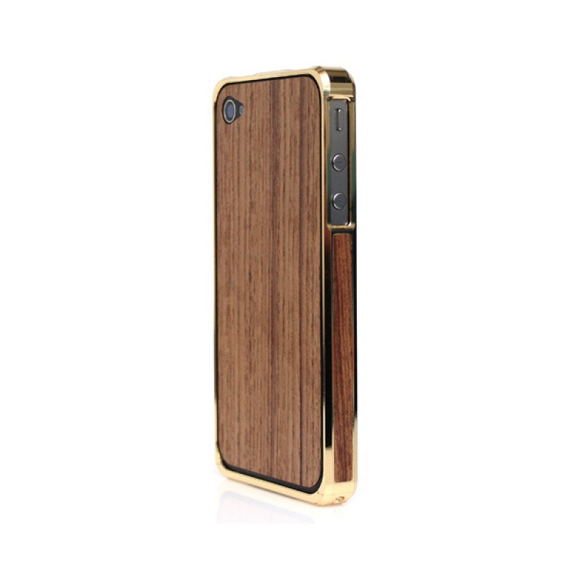 Coque bumper de protection pour iPhone 4 et 4S - Alloy X Wood Gold