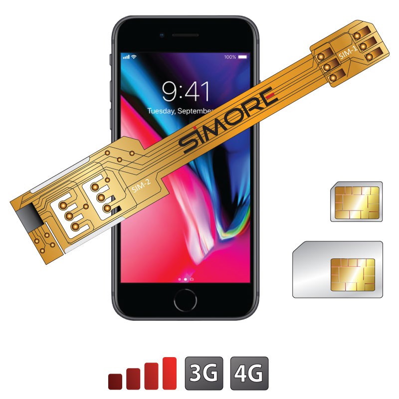 iPhone 8 Doppia SIM adattatore 3G 4G SIMore X-Twin 8
