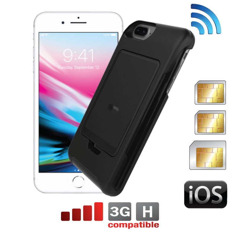 iPhone 8,7,6,6S Plus Custodia Doppia SIM bluetooth e MiFi Wifi hotspot
