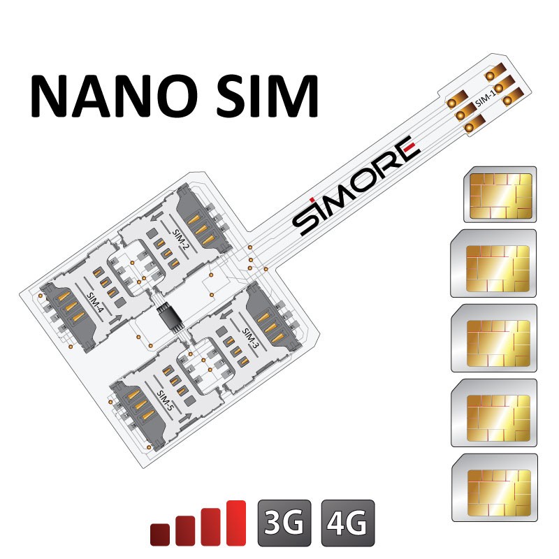 Adattatore 5 schede SIM Multi Dual SIM per cellulari Nano SIM - WX-Five Nano SIM