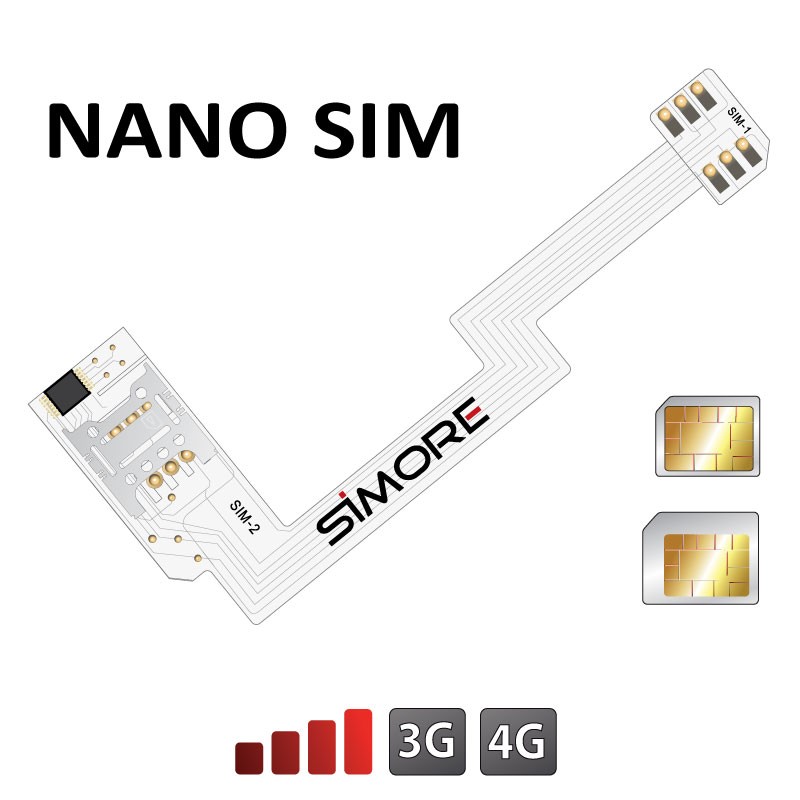 ZX-Twin Nano SIM Adattatore Dual SIM 4G per smartphone Android formato nano SIM