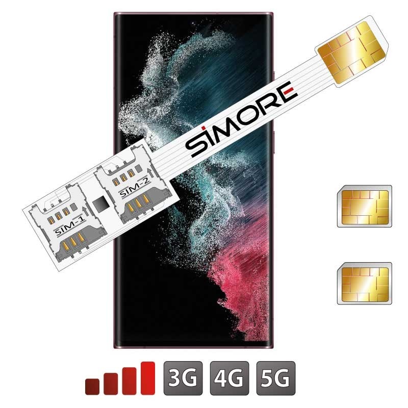 Doble tarjeta SIM Adaptador para Galaxy S22 Ultra 5G Speed X-Twin SIMore