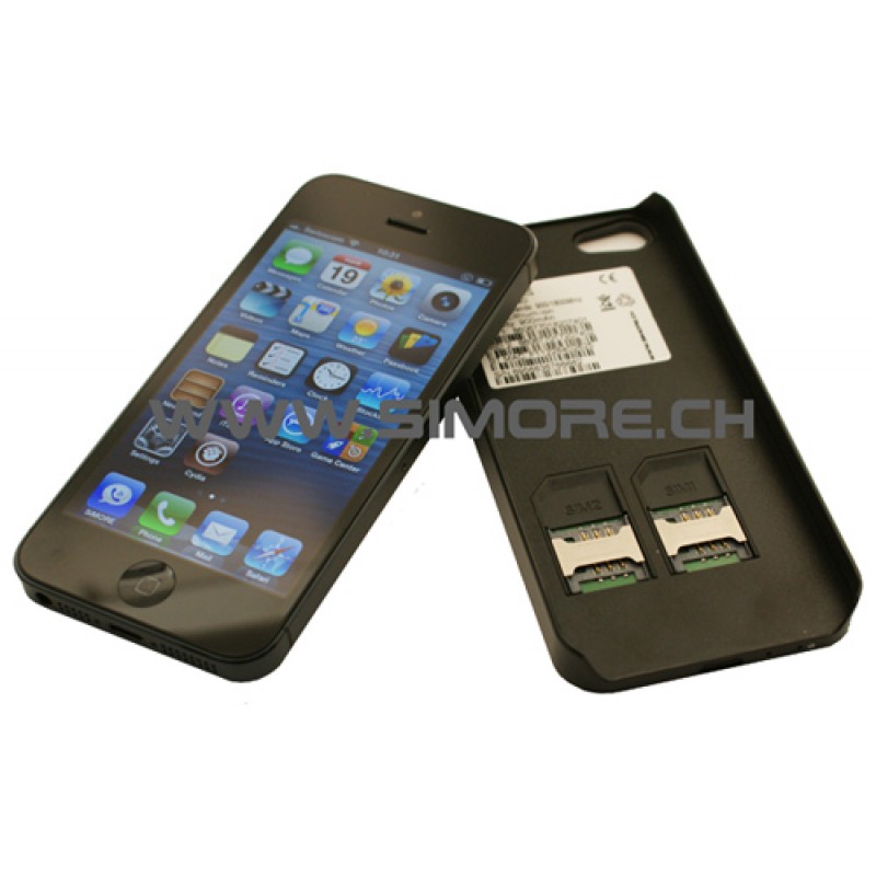TripleBlue Case 5 Funda adaptador triple dual SIM activa para iPhone 5