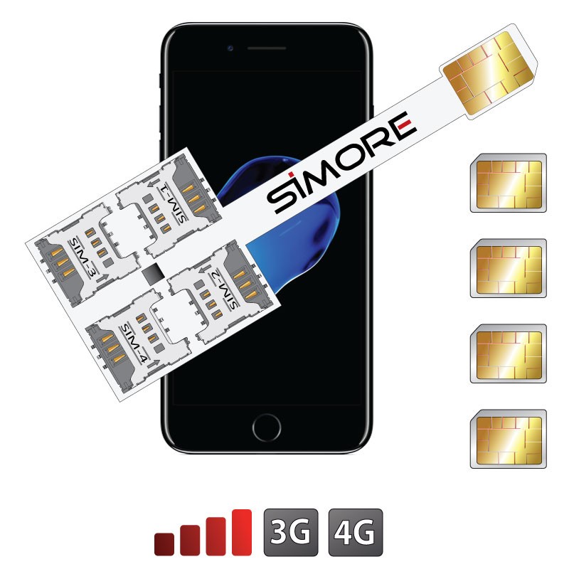 iPhone 7 Cuádruple Multi-SIM adaptador Speed X-Four 7 para iPhone 7