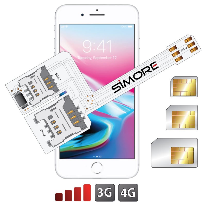 iPhone 8 Plus Triple doble sim adaptador para iPhone 8 Plus