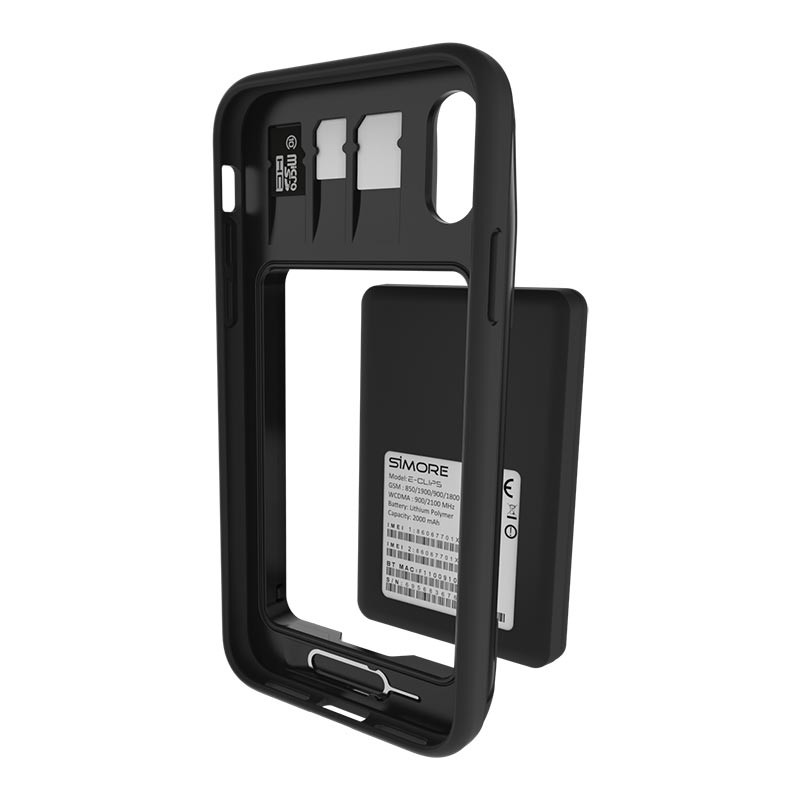 iPhone X / XS Funda de protección para proteger y mantener su E-Clips adaptador Triple SIM Doble SIM activas y Wifi hotspot router