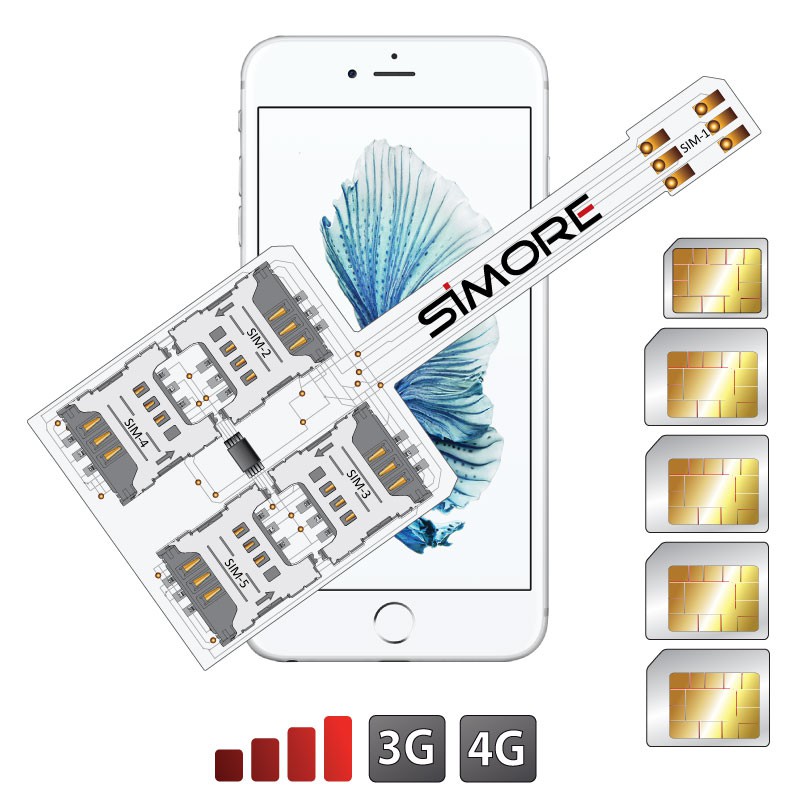 WX-Five 6S Funda adaptador 5 SIMs multi doble tarjeta SIM para iPhone 6S