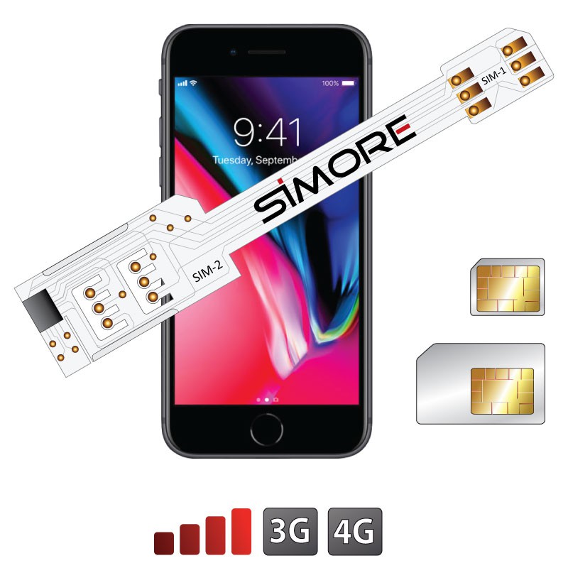 iPhone 8 Doble SIM Adaptador 3G - 4G