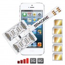 WX-Five 5-5S Funda adaptador 5 SIMs multi doble tarjeta SIM para iPhone 5 y 5S